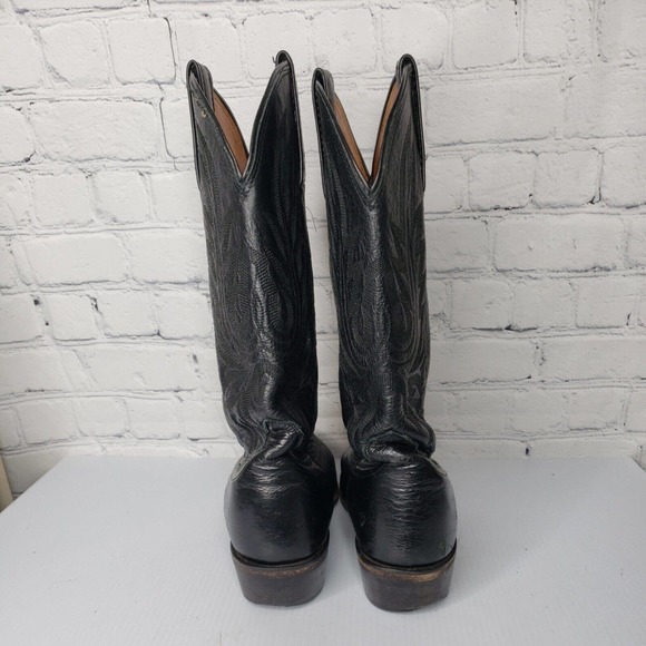 Men\'s Lucchese‎ Black Calf Leather Western Boots M1020 B4 Handcrafted Size 9.5 D main image 10